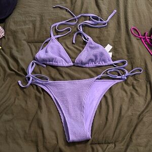 Lavender Ribbed Bikini Set